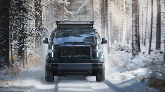 Uma picape trcuk Canoo construída para esse fim, com uma cama de 8 pés e espaço de armazenamento interno amplo.